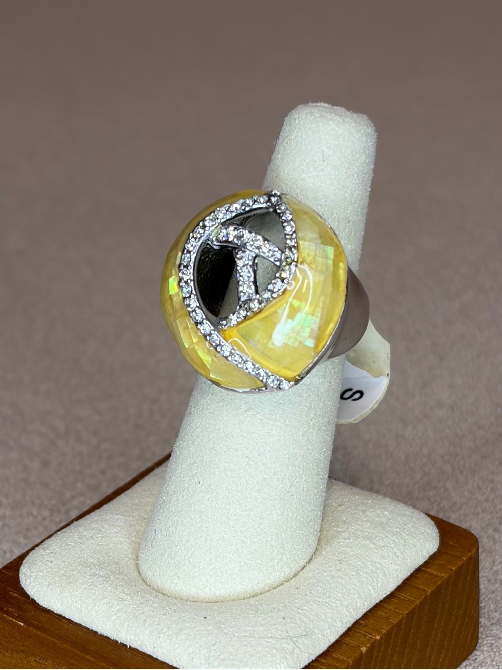 Camille Lucie Shell Mosaic CZ Accent Statement Ring